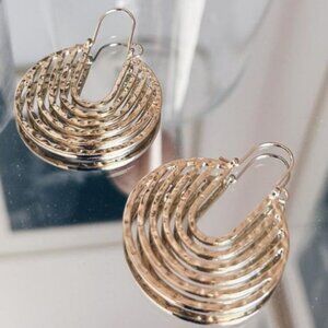NWT Anthropologie Multi Crescent Gold Hoop Earrings